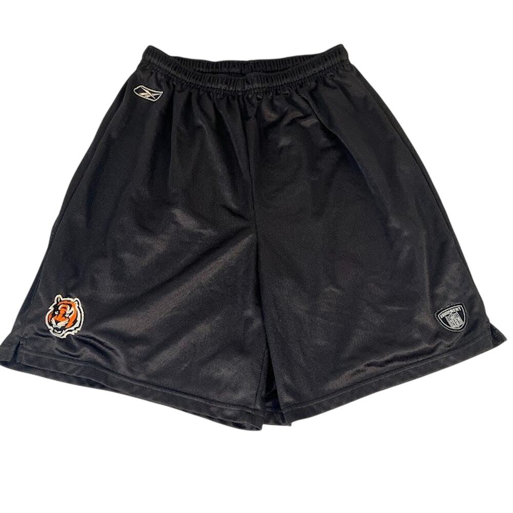 Cincinnati Bengals Practice Shorts Vintage Black Mesh Tiger Logo Shorts Size L